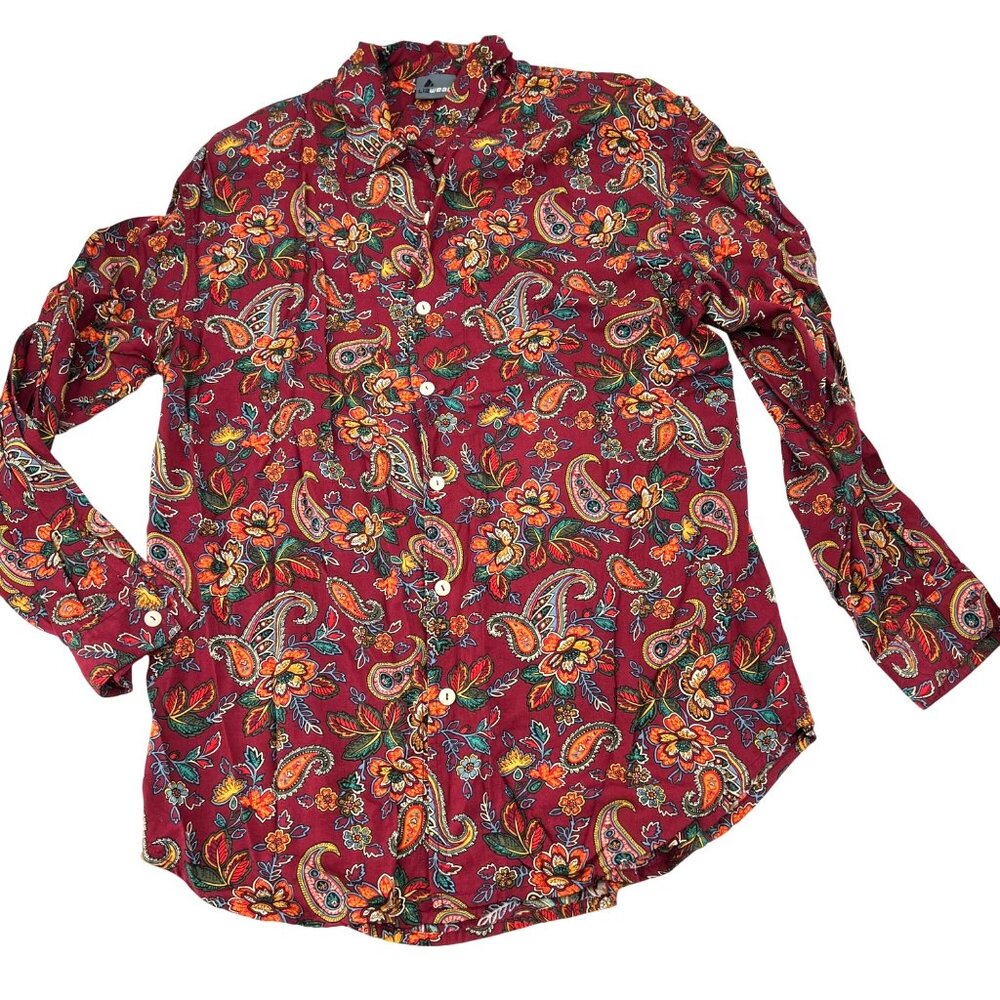 Lizwear Vintage‎ Liz Claiborne Y2k Blouse Button Down Colorful Paisley Women's L